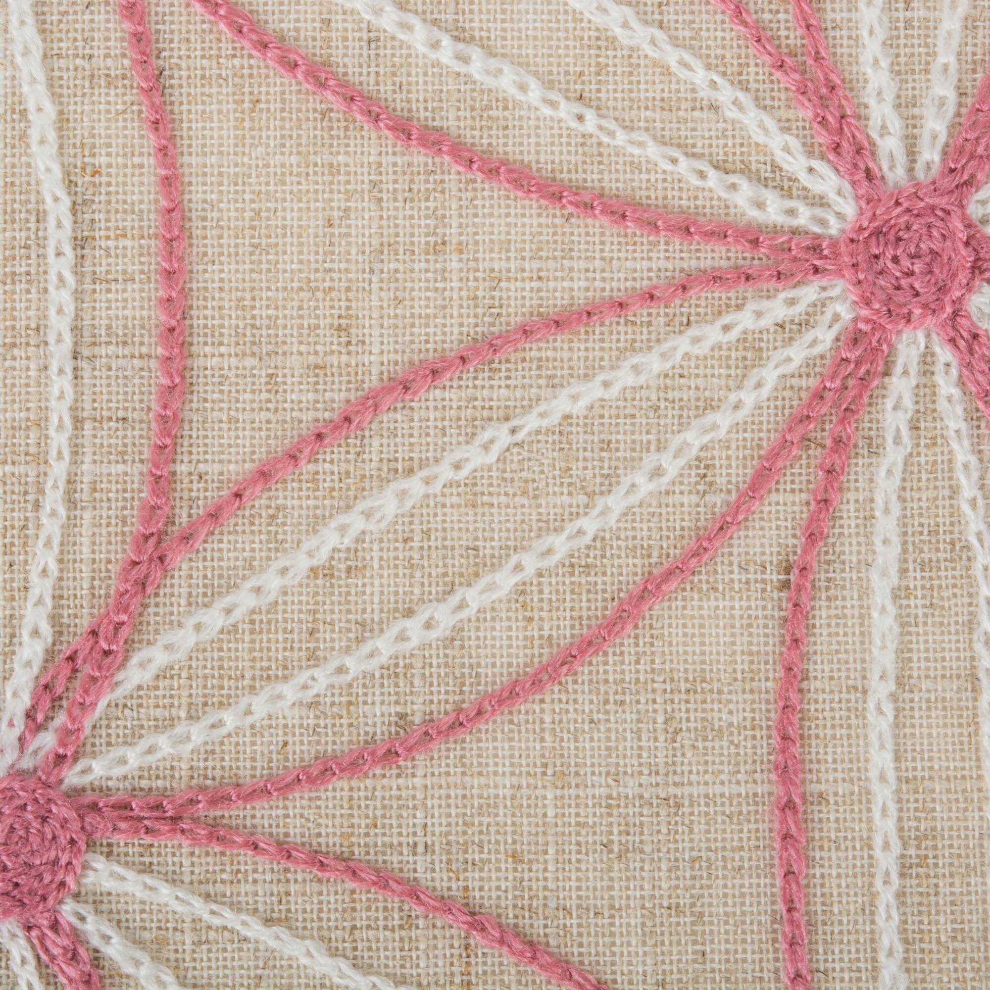 Natural Base Embroidered Flowers Table Runner